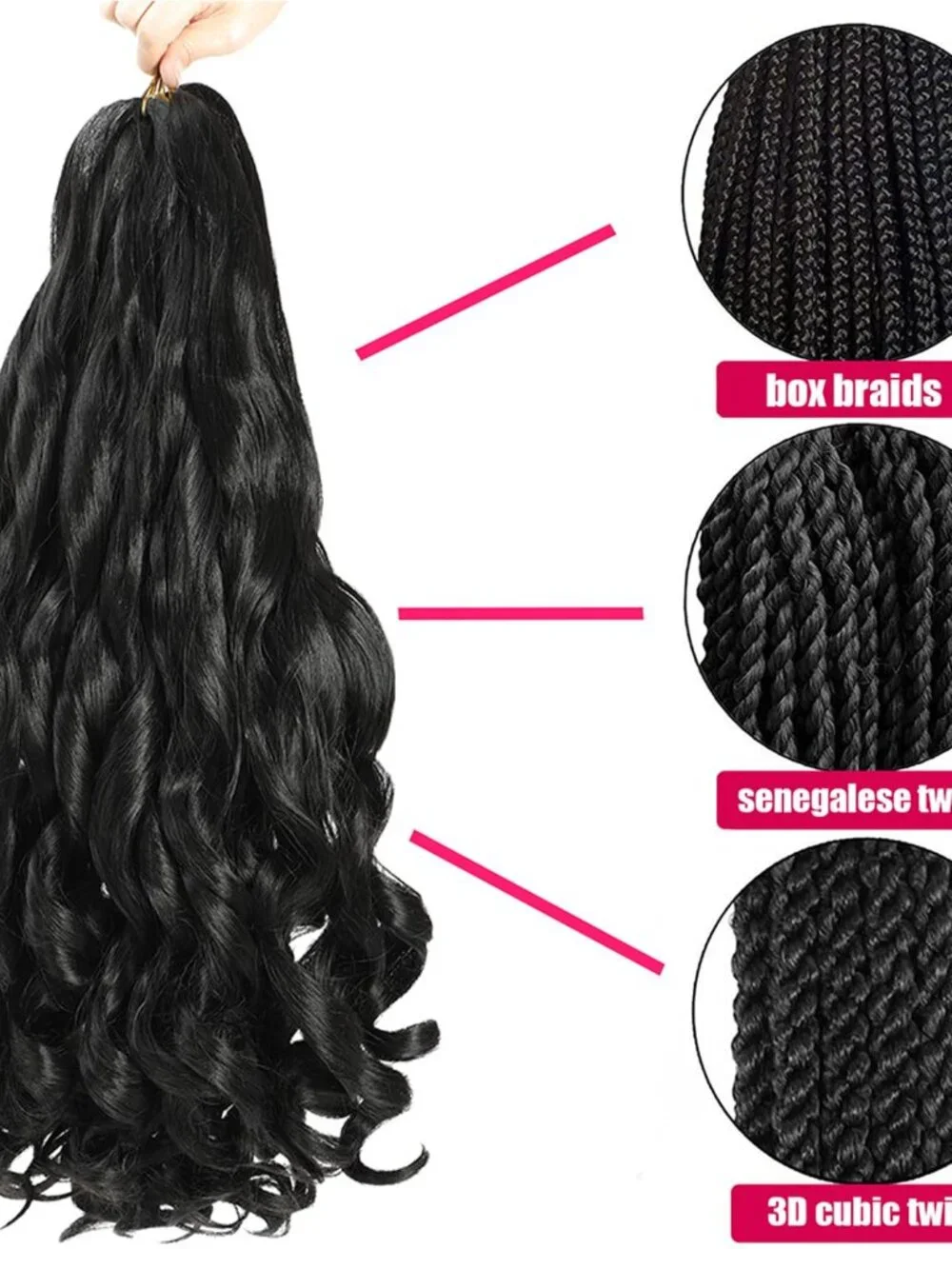 French Curly Braiding Hair 24 Inch 8 Packs - Pre Stretched Bouncy Braiding Hair-